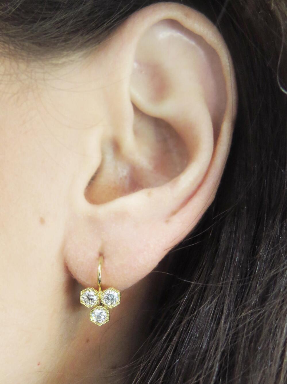Lyst Cathy Waterman Triple Hexagonal Diamond Earrings View Fullscreen