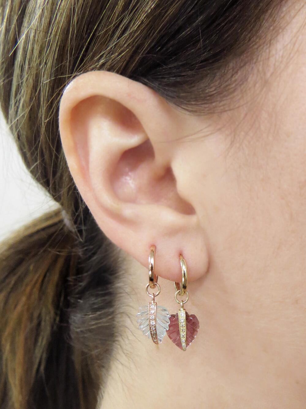 Lyst Jacquie Aiche Mini Aquamarine Leaf Hoop Earrings In Metallic View Fullscreen