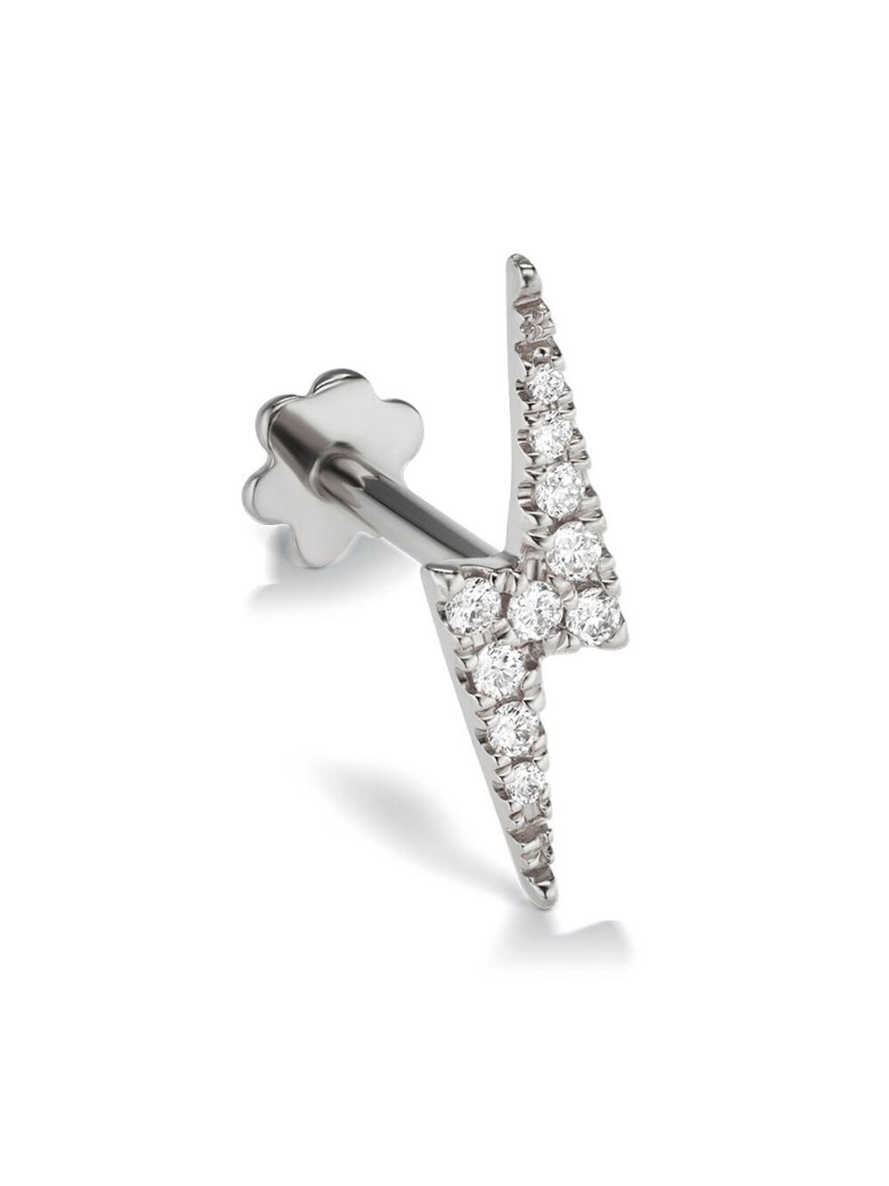 Maria Tash Multicolor 11mm Diamond Lighting Bolt Thread Through Single Earring Maria Tash Multicolor 11mm Diamond Lighting Bolt Thread Through Single Earring