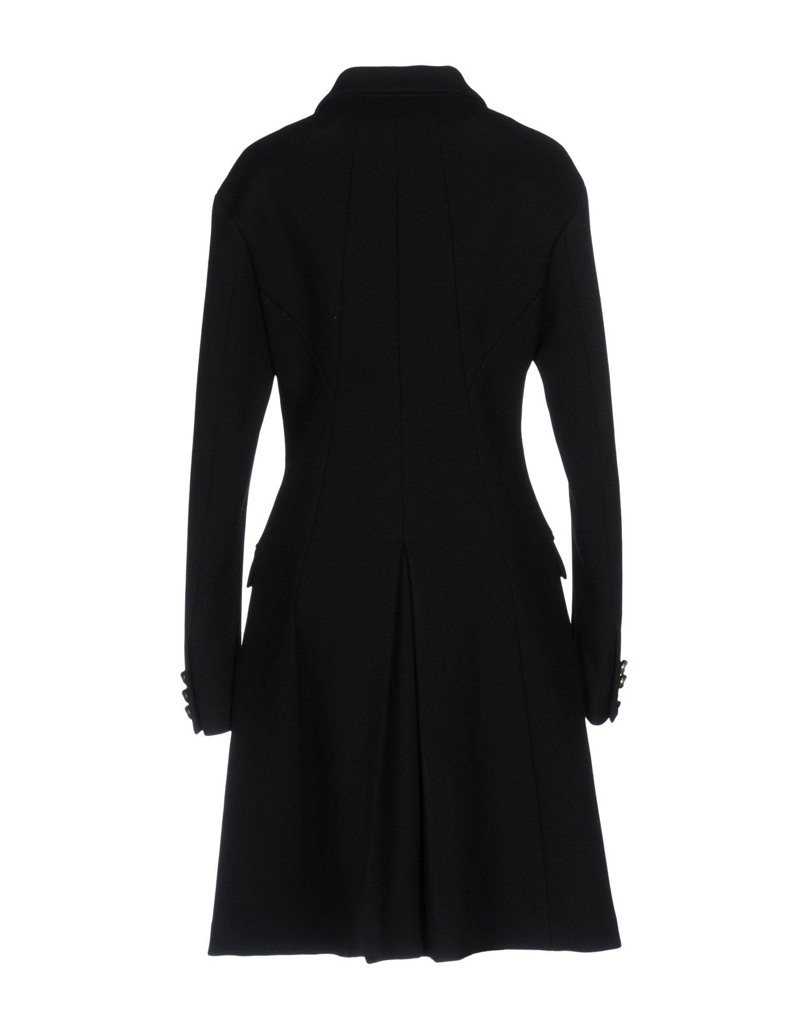 Versace Wool Coat in Black - Lyst