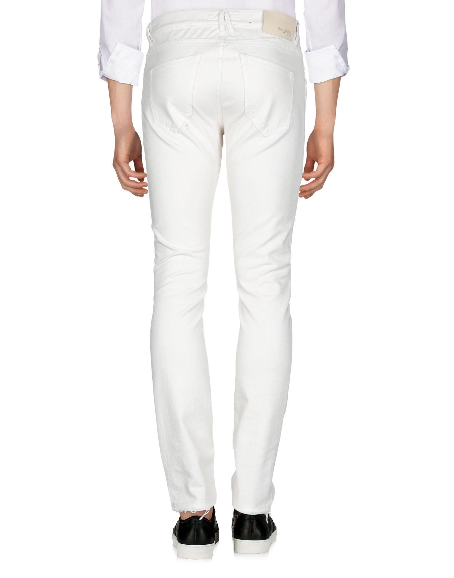 Trussardi Denim Trousers in Ivory (White) for Men - Lyst