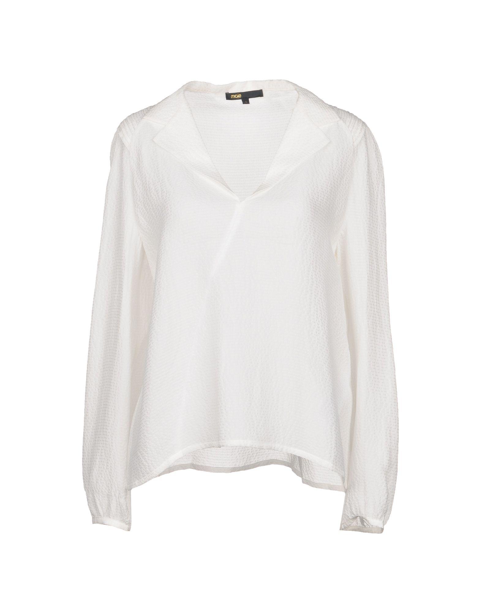 Maje Silk Blouse in Ivory (White) - Lyst