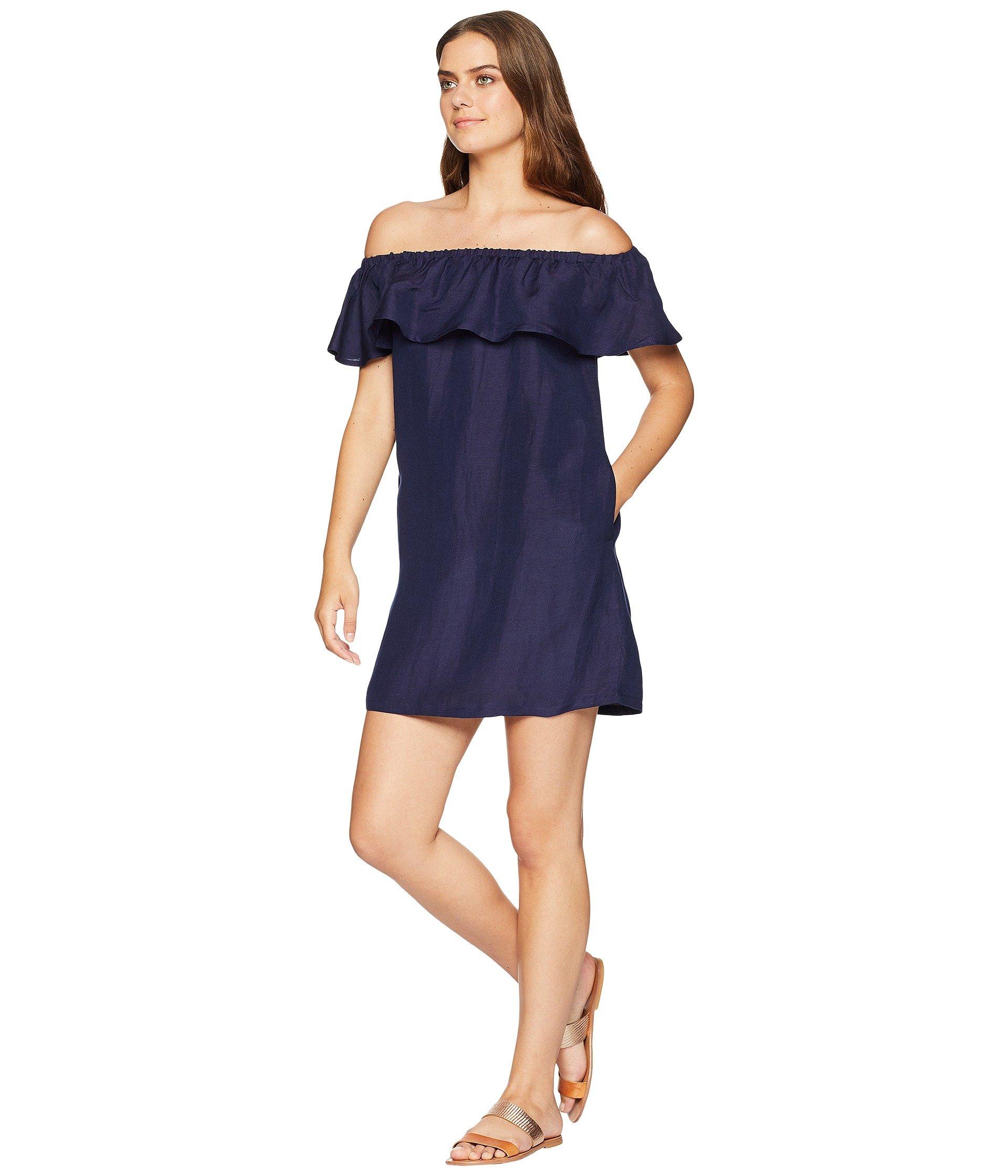 Tommy Bahama Linen Dye Off The Shoulder Dress Cover-up in Navy (Blue ...