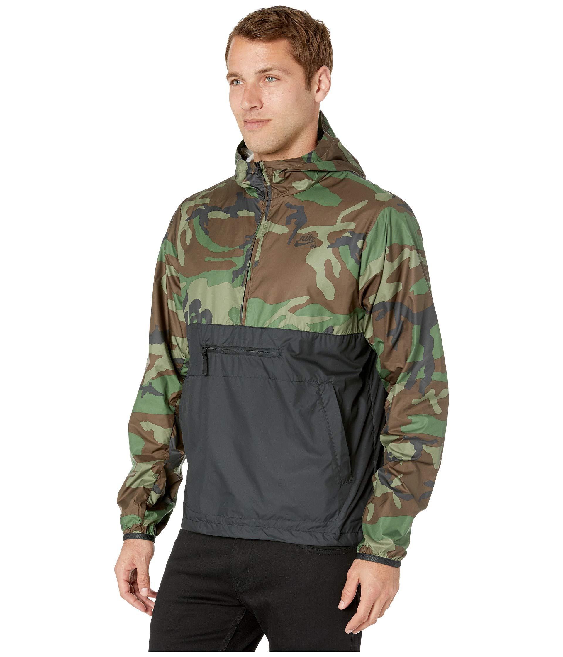 Nike Sb Anorak Camo Jacket (medium Olive/black/black) Men's Coat in ...