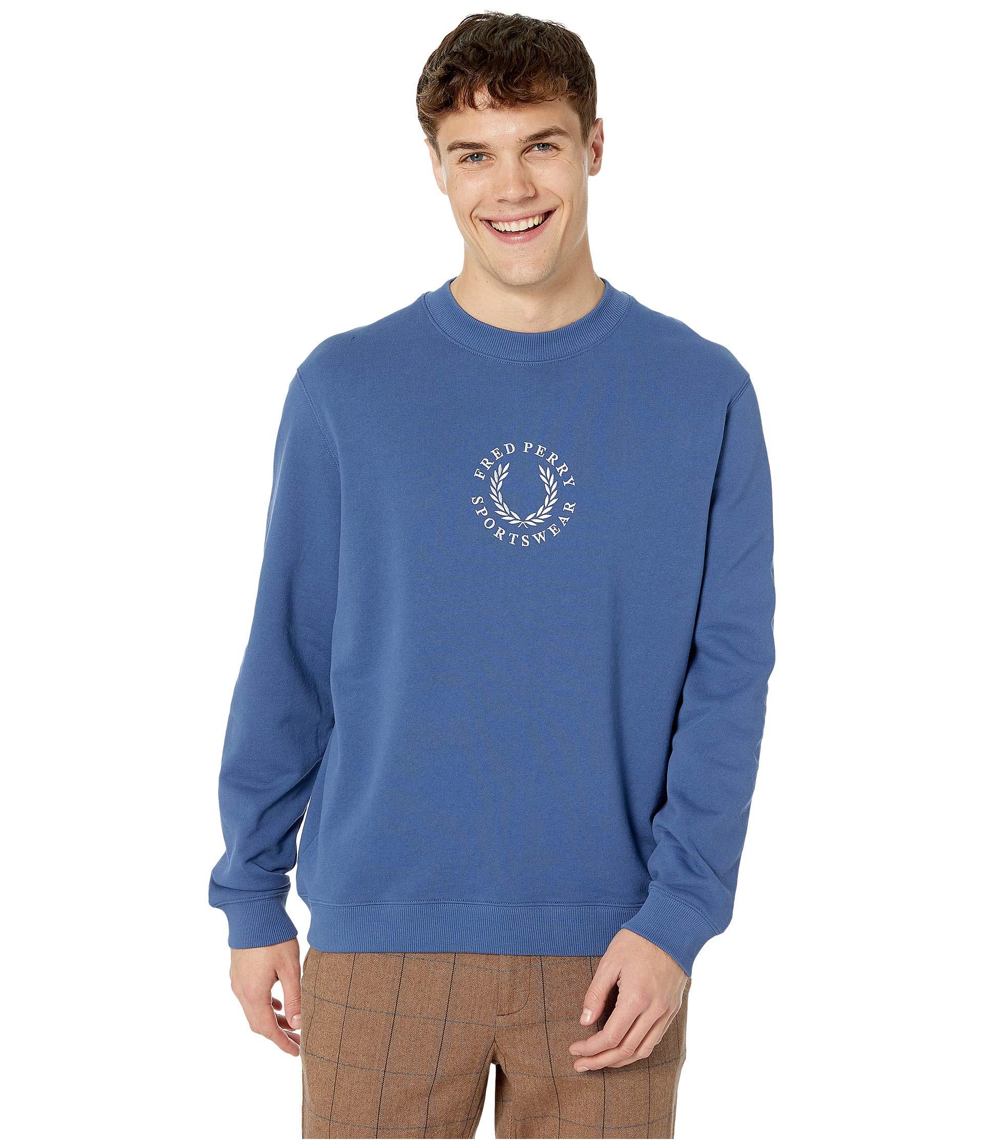 Download Lyst - Fred Perry Crew Neck Logo Sweatshirt Blue in Blue ...
