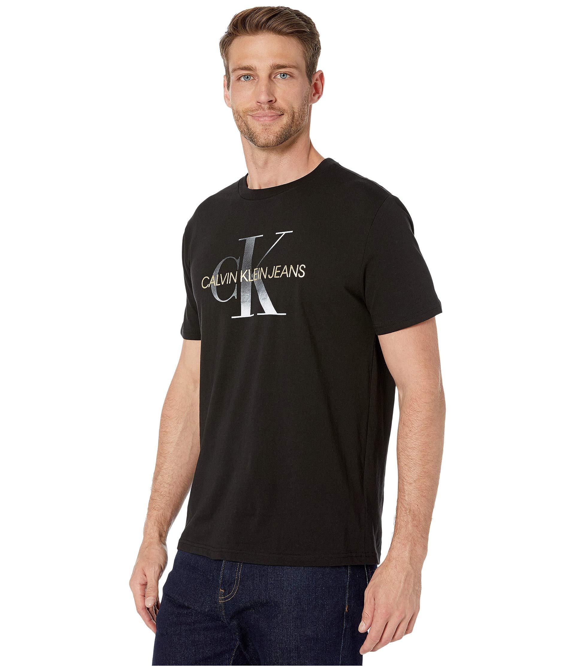Calvin Klein Cotton Gold Monogram Tee in Black for Men - Save 26% - Lyst