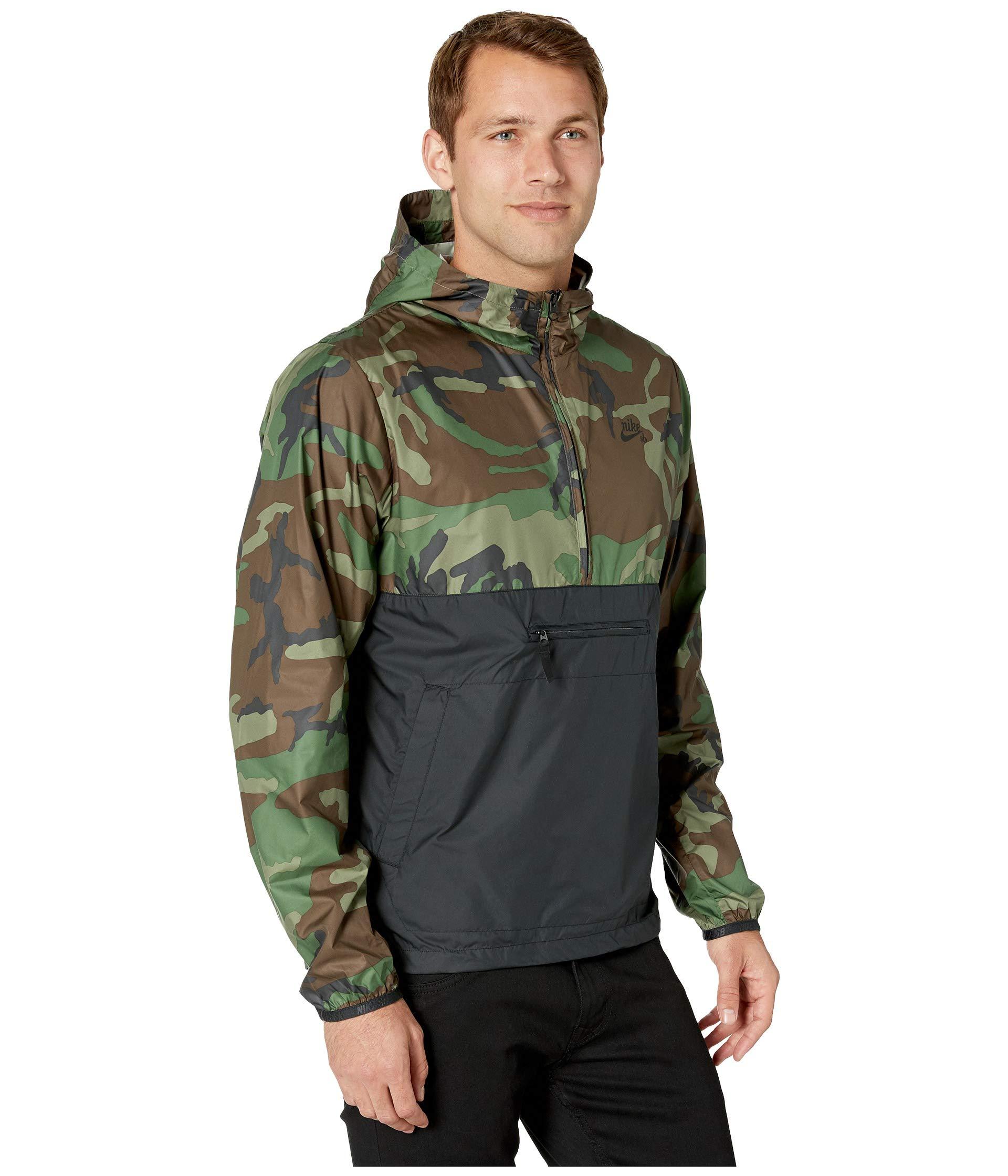 Nike Sb Anorak Camo Jacket (medium Olive/black/black) Men's Coat in ...