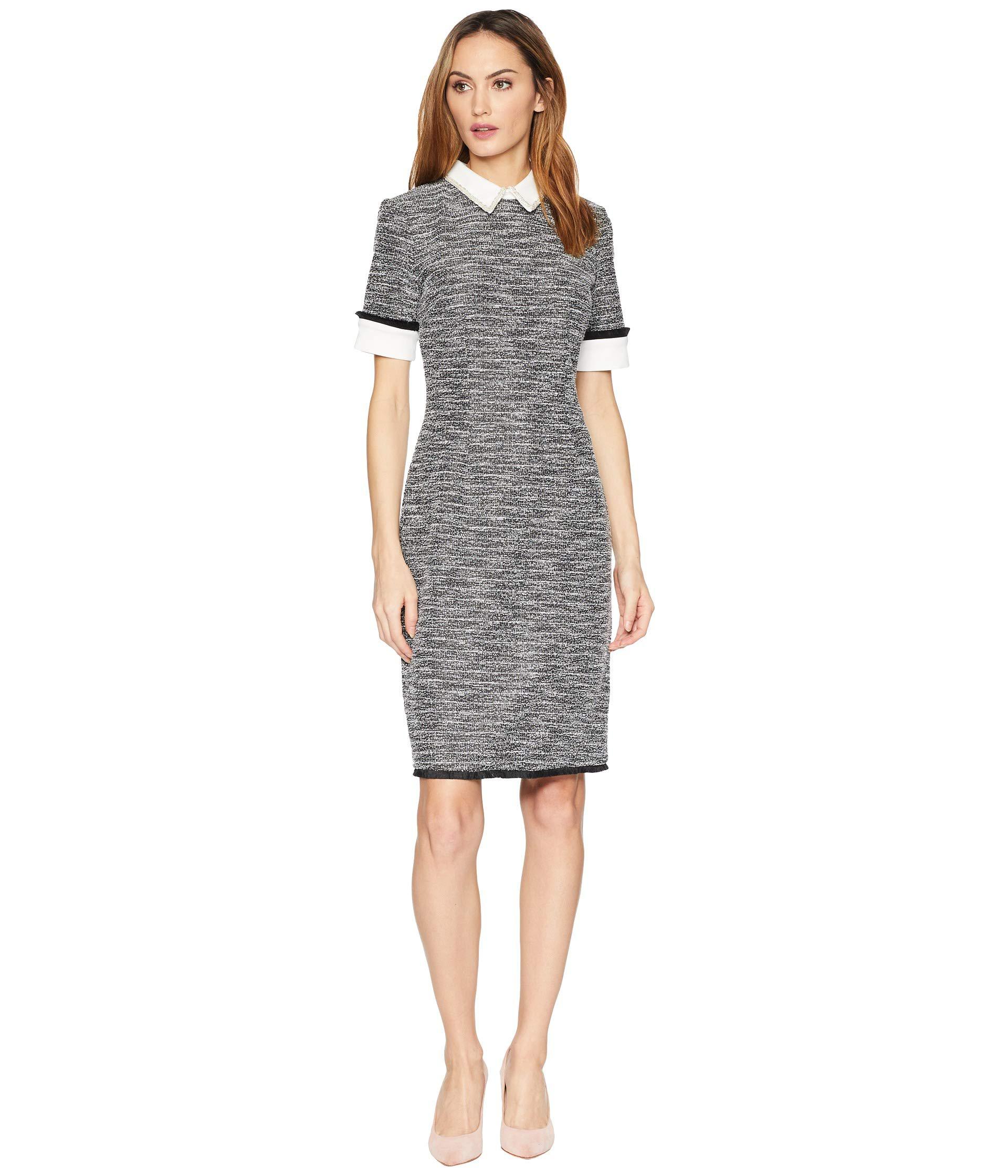 Lyst Ivanka Trump Fringe Sleeve Collar Tweed Shift Dress