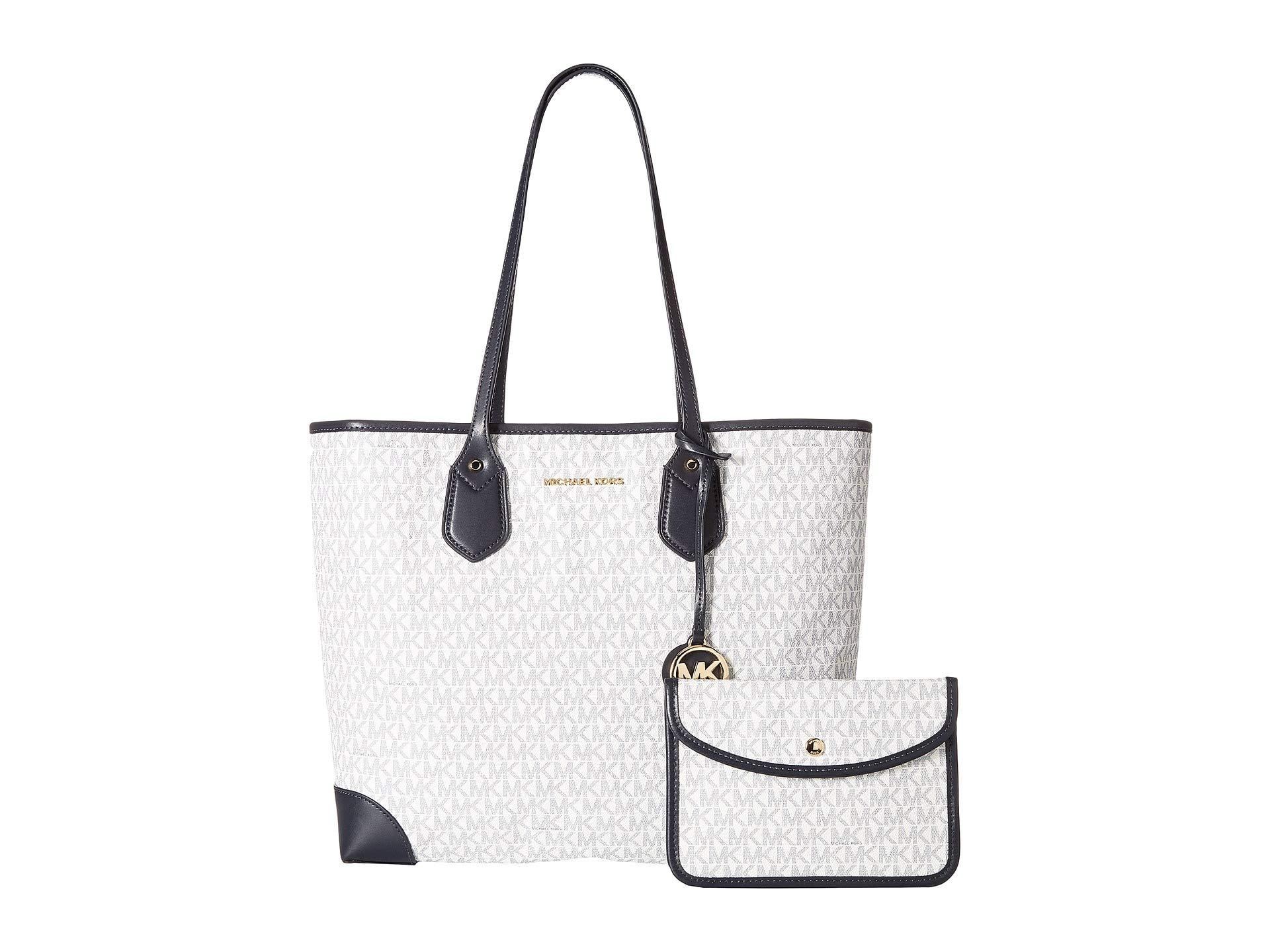 MICHAEL Michael Kors Eva Signature Large Tote (white/navy) Tote ...