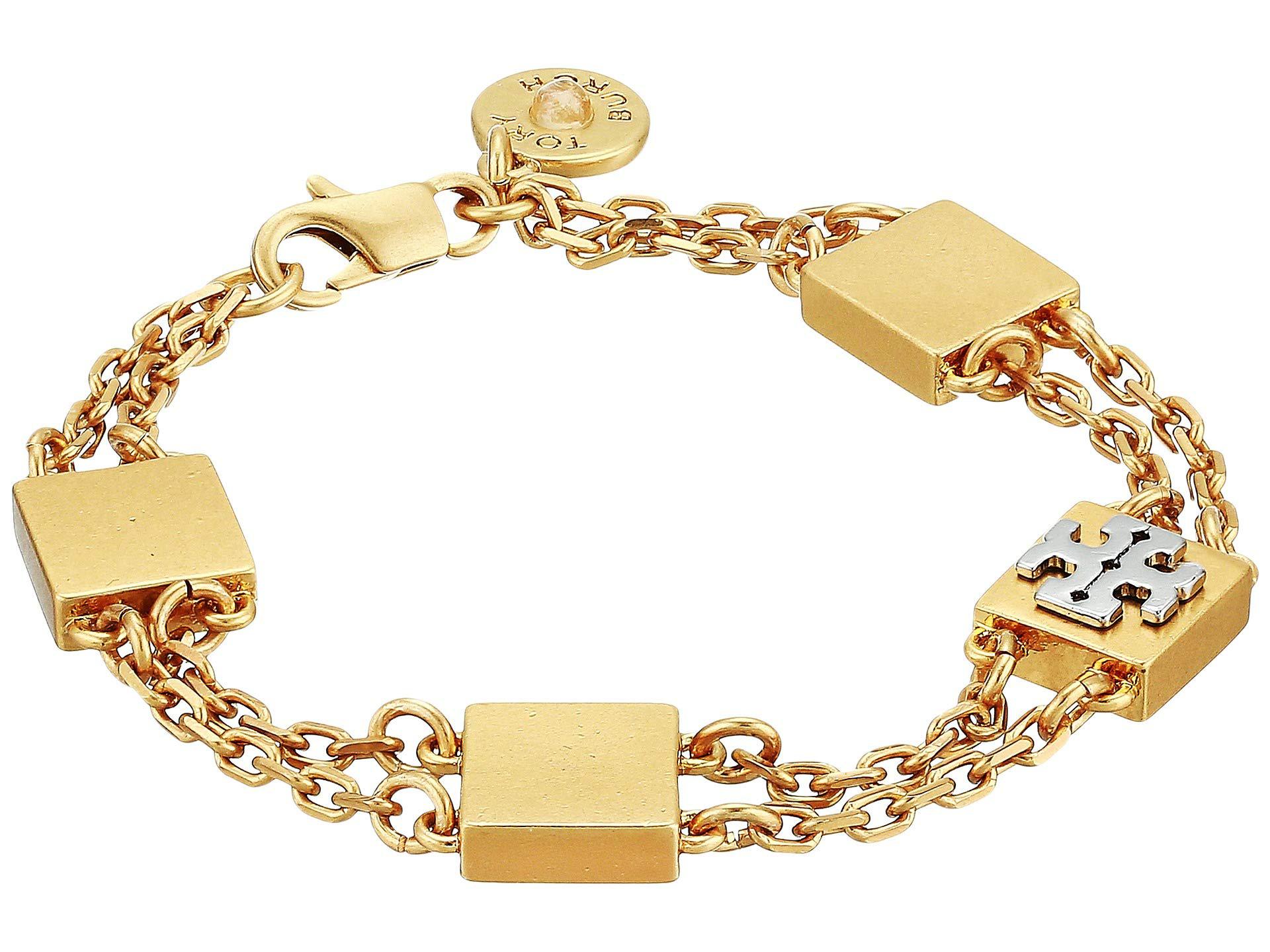 Lyst - Tory Burch Block-t Line Bracelet (vintage Gold/silver) Bracelet ...
