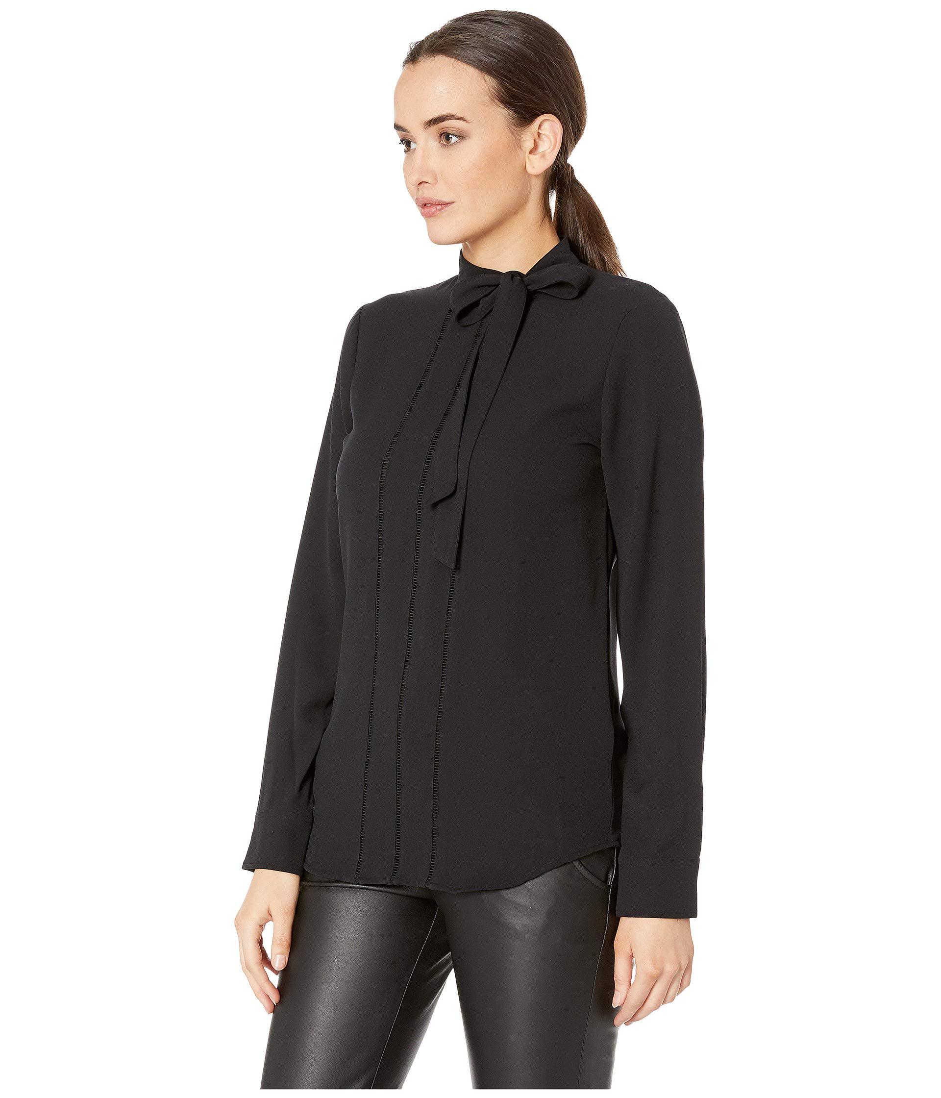 Lauren by Ralph Lauren Synthetic Necktie Georgette Blouse (polo Black ...