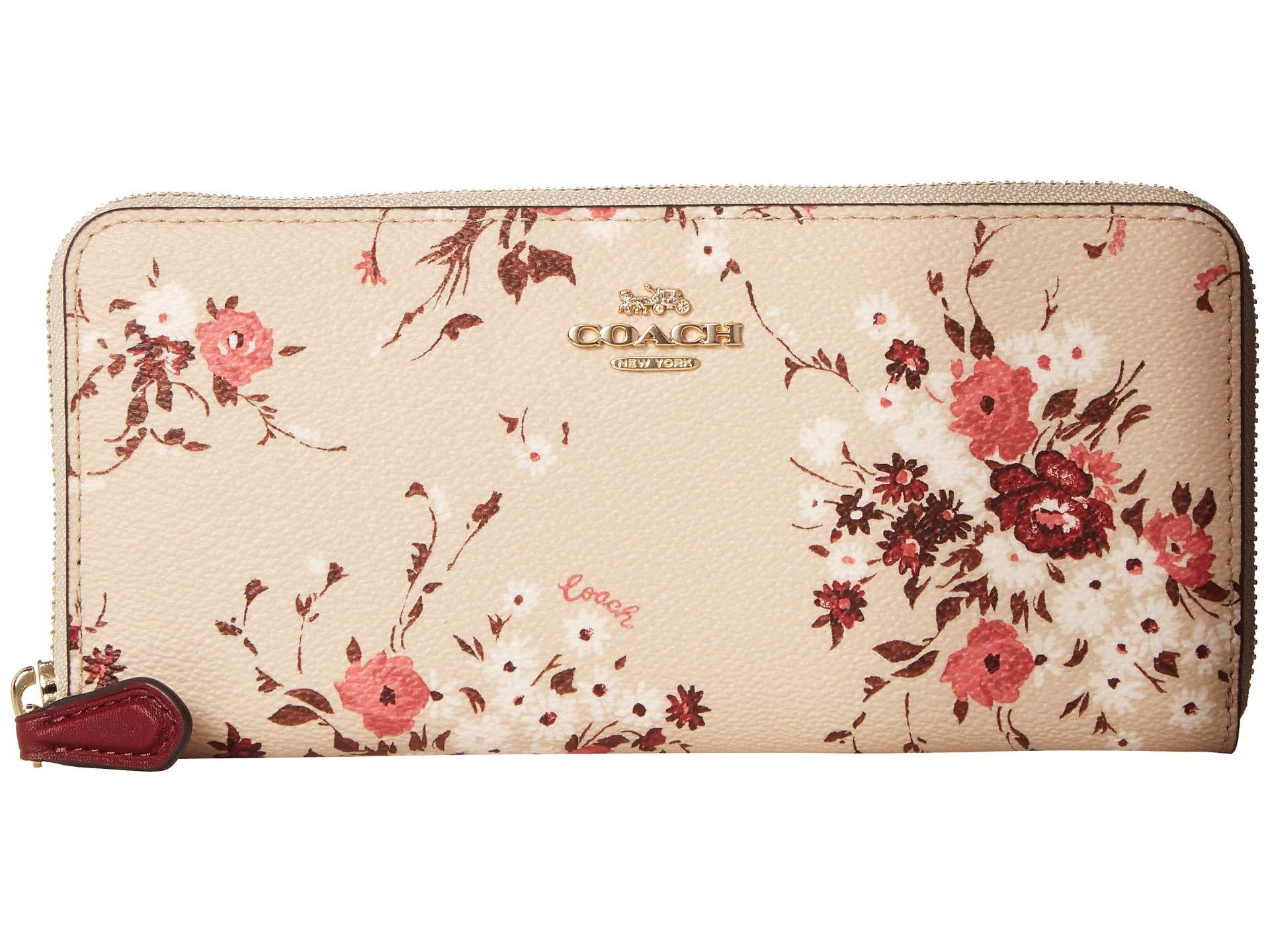 COACH Floral Bundle Slim Accordion Zip (beechwood Floral Bundle/gold) Wallet Handbags - Lyst