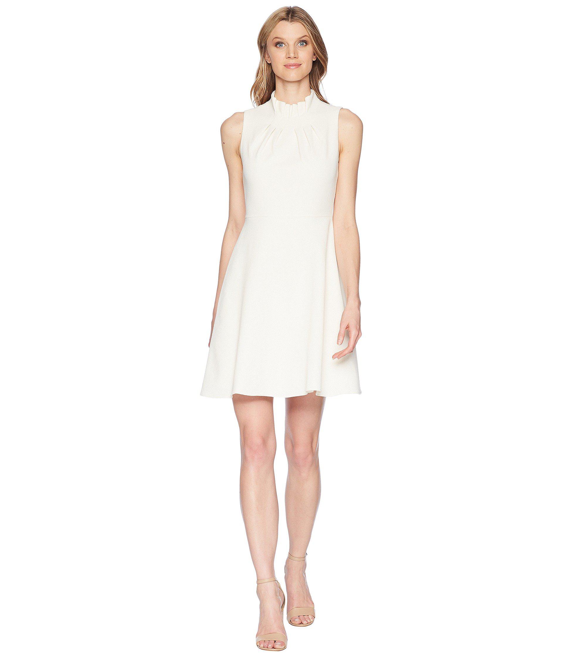 Adrianna Papell Cotton Ruffle Neckline Fit And Flare Dress ...