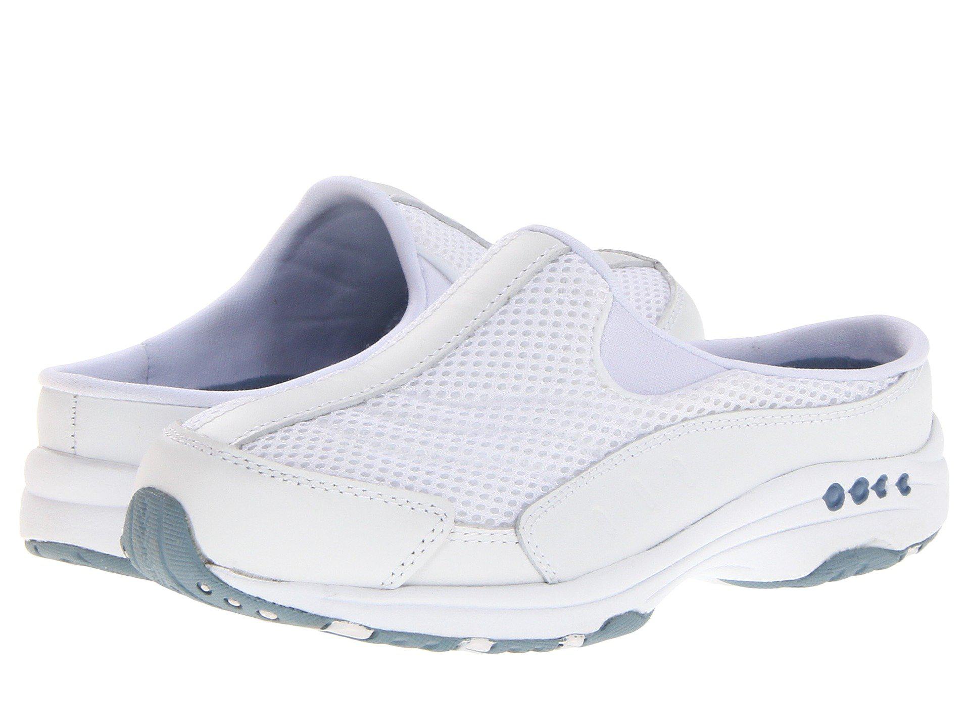 Lyst Easy Spirit Traveltime Light Natural Suedewhite Womens Clog Shoes In White 5859