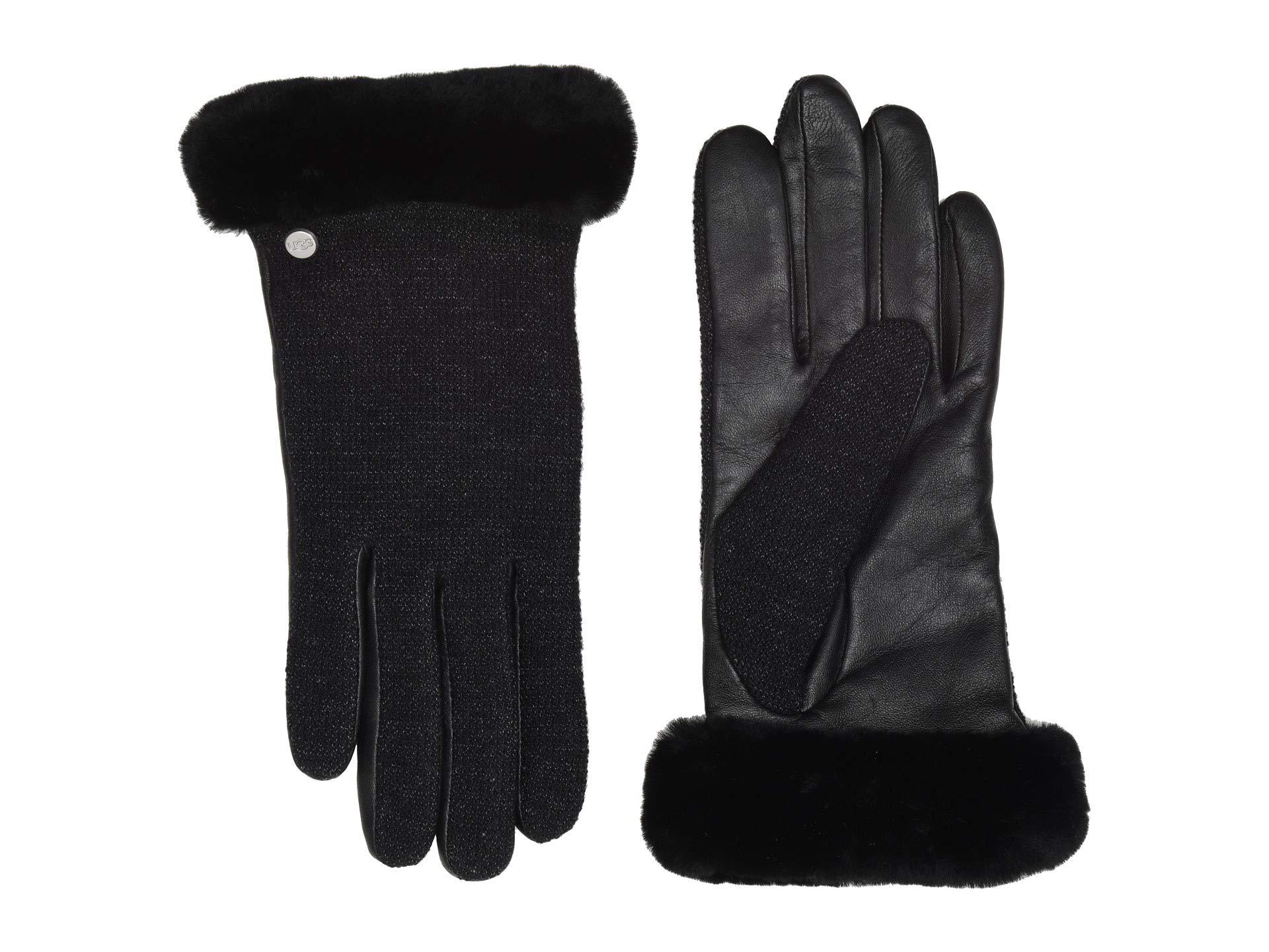 Lyst Ugg Short Italian Wool Blend Tech Gloves With Long Pile Ugg Women S Short Italian Wool Blend Tech Gloves