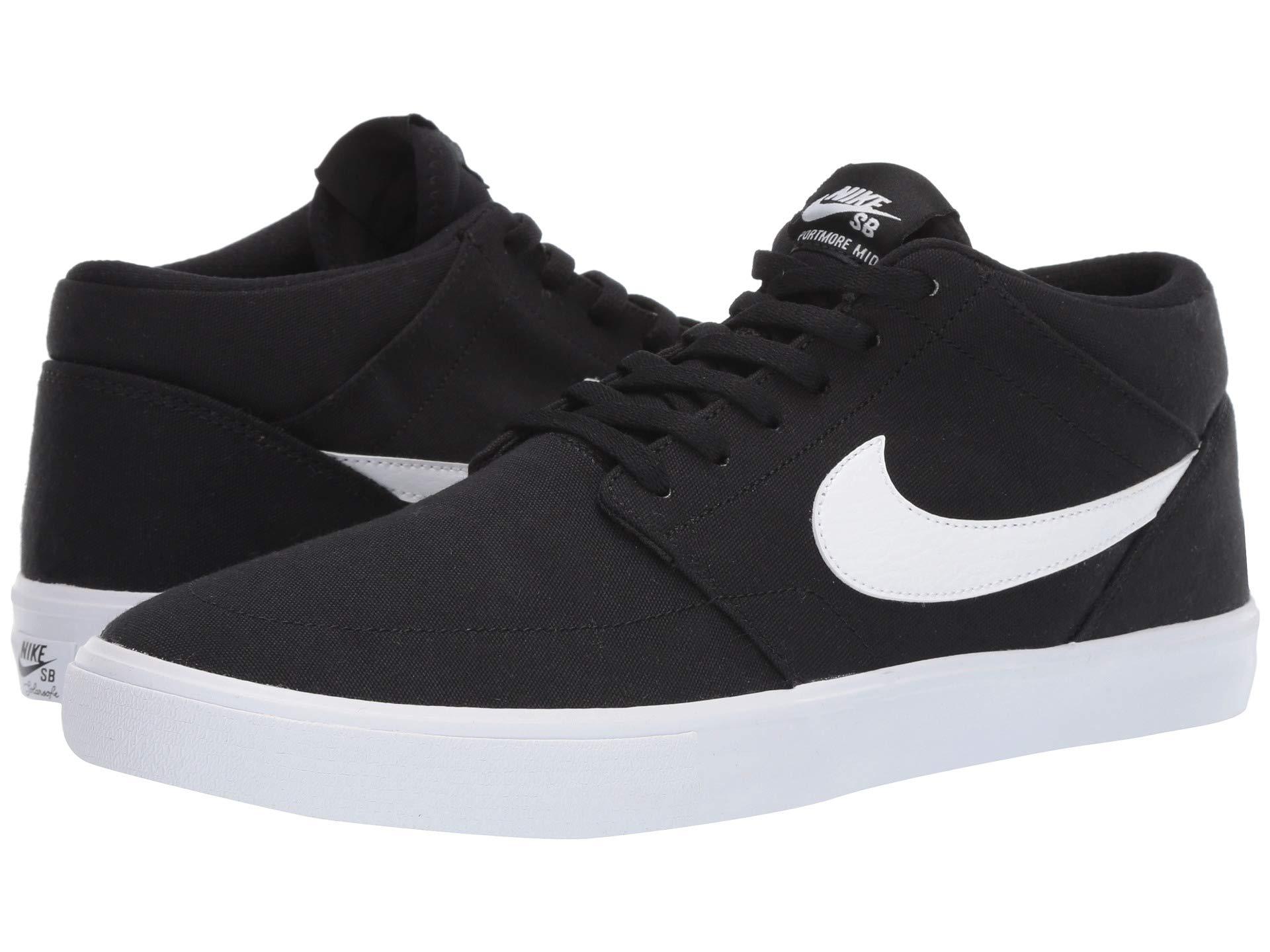 Nike Portmore Ii Solar Canvas (black/white) Men's Skate Shoes in Black for Men - Lyst