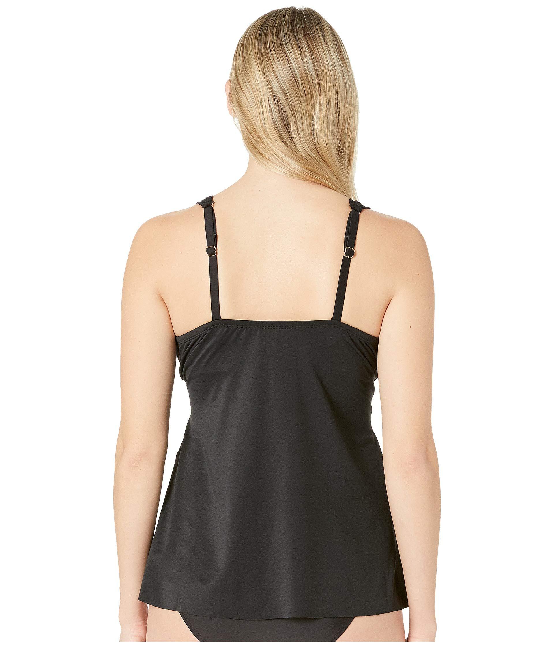 Lyst - Miraclesuit D-ddd Cup Solid Black Plunge Tankini Top (black ...