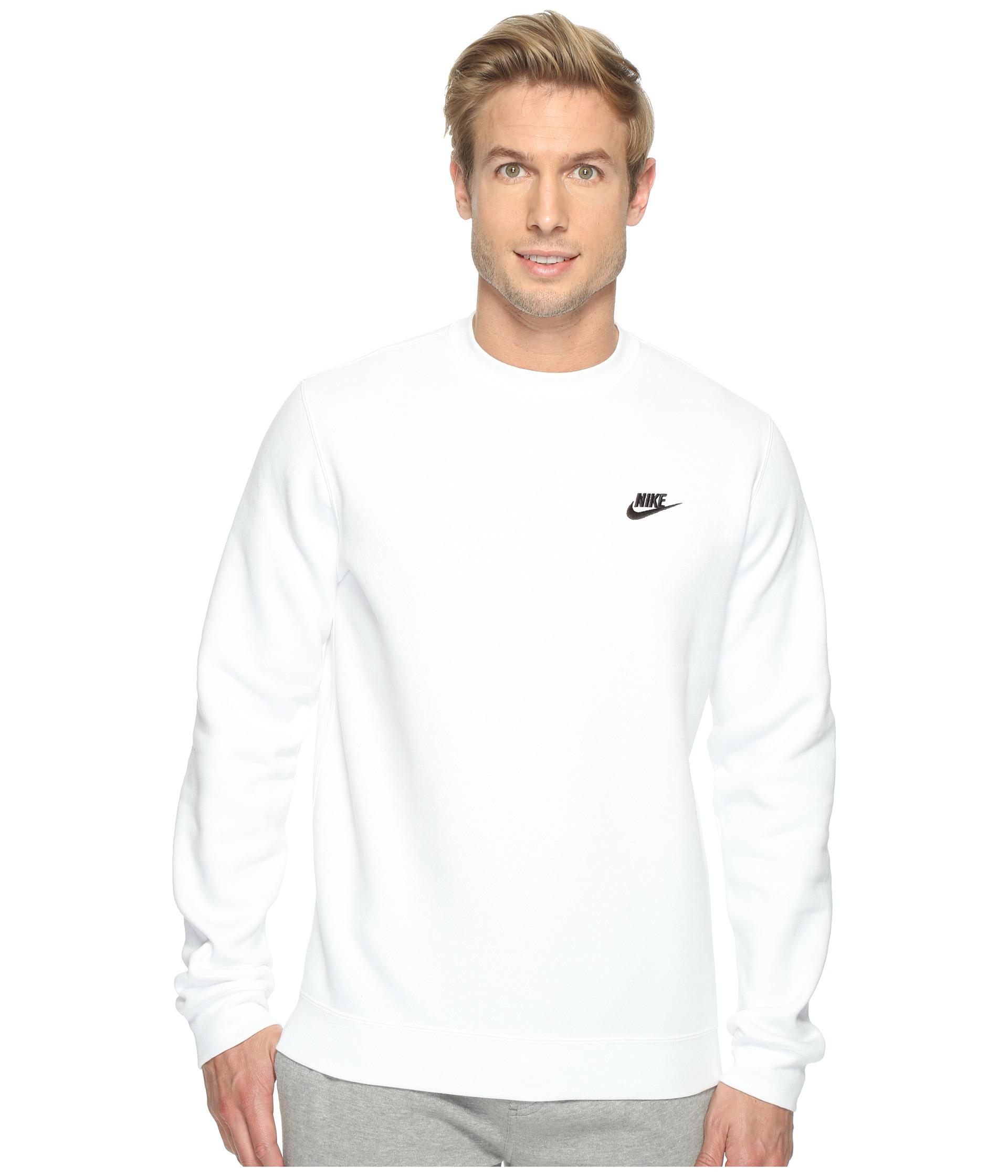 Nike Club Fleece Pullover Crew in White for Men | Lyst
