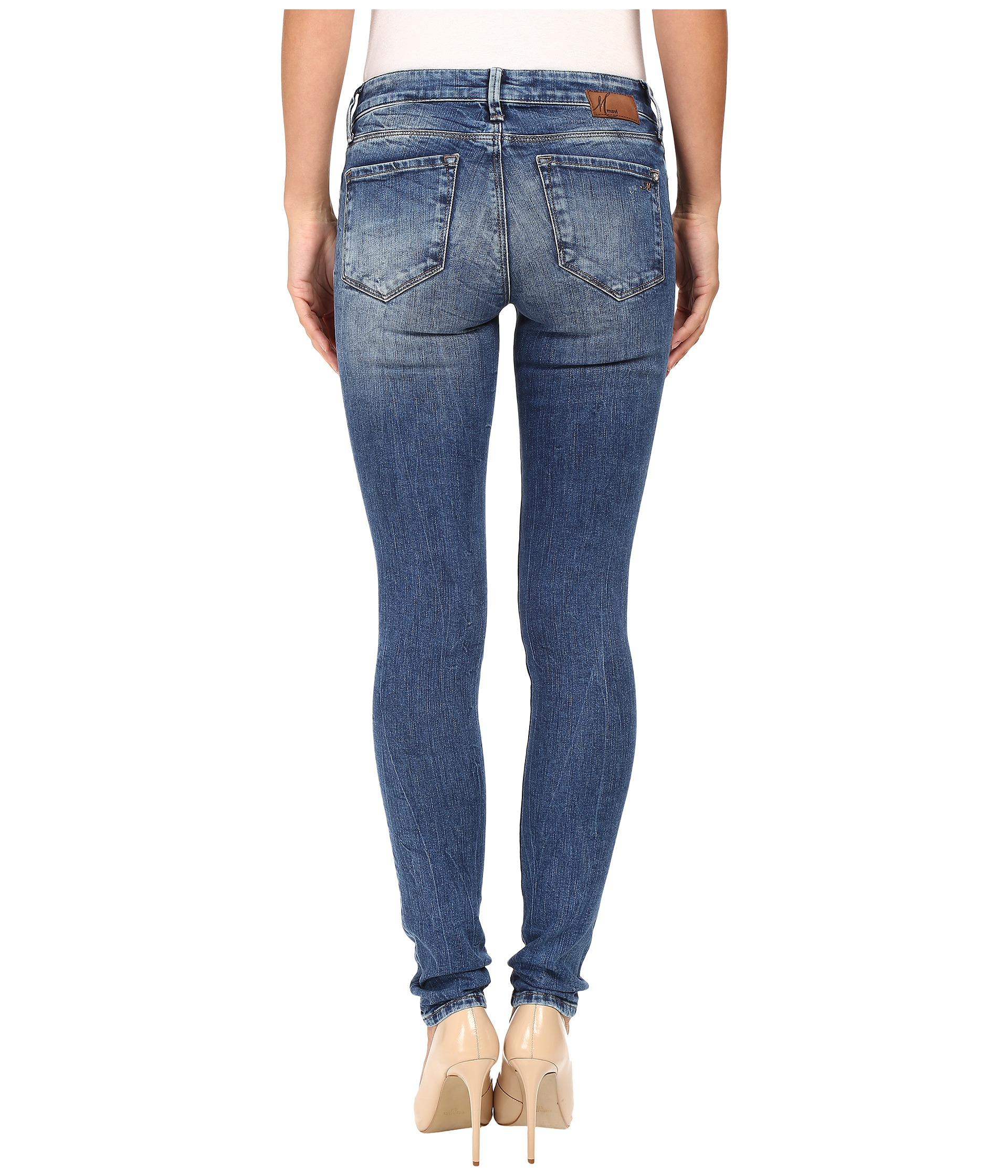Mavi jeans Adriana Mid-rise Super Skinny In Mid Destructed Vintage in ...