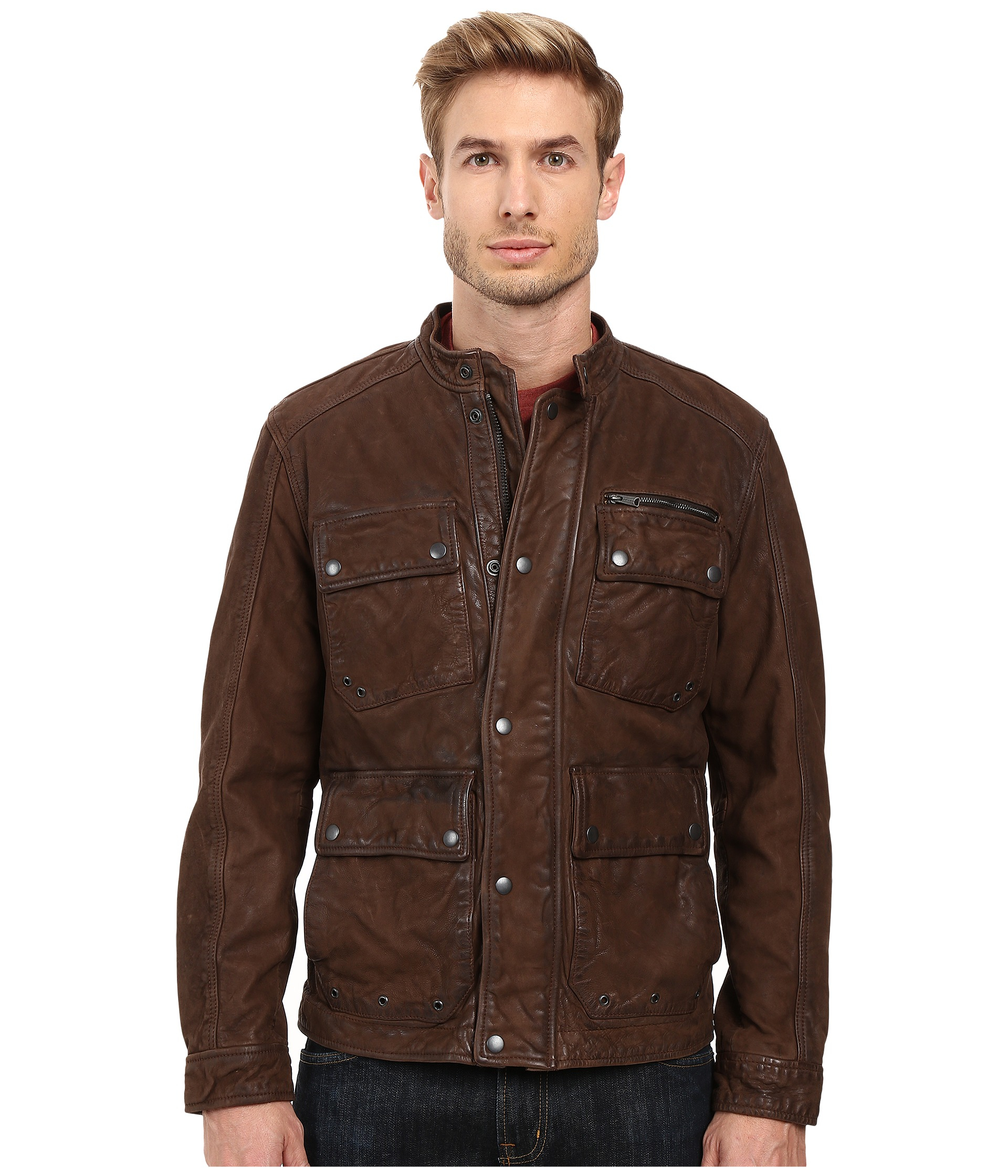 Lucky brand Manx Leather Jacket in Brown for Men | Lyst