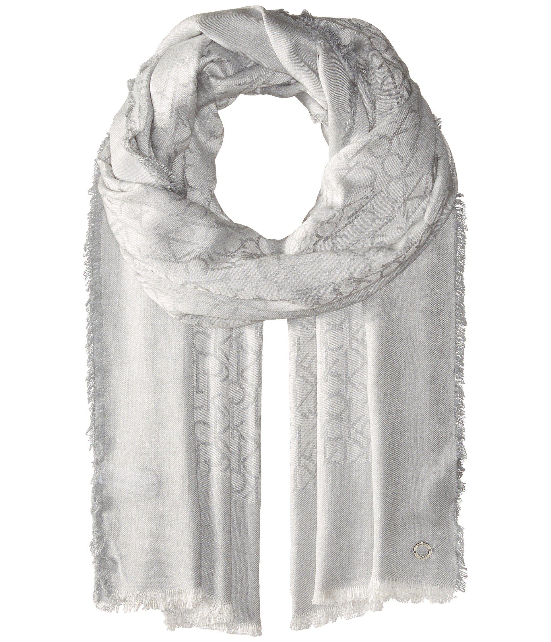 Calvin Klein Border Logo Scarf (grey) Scarves in Gray - Lyst