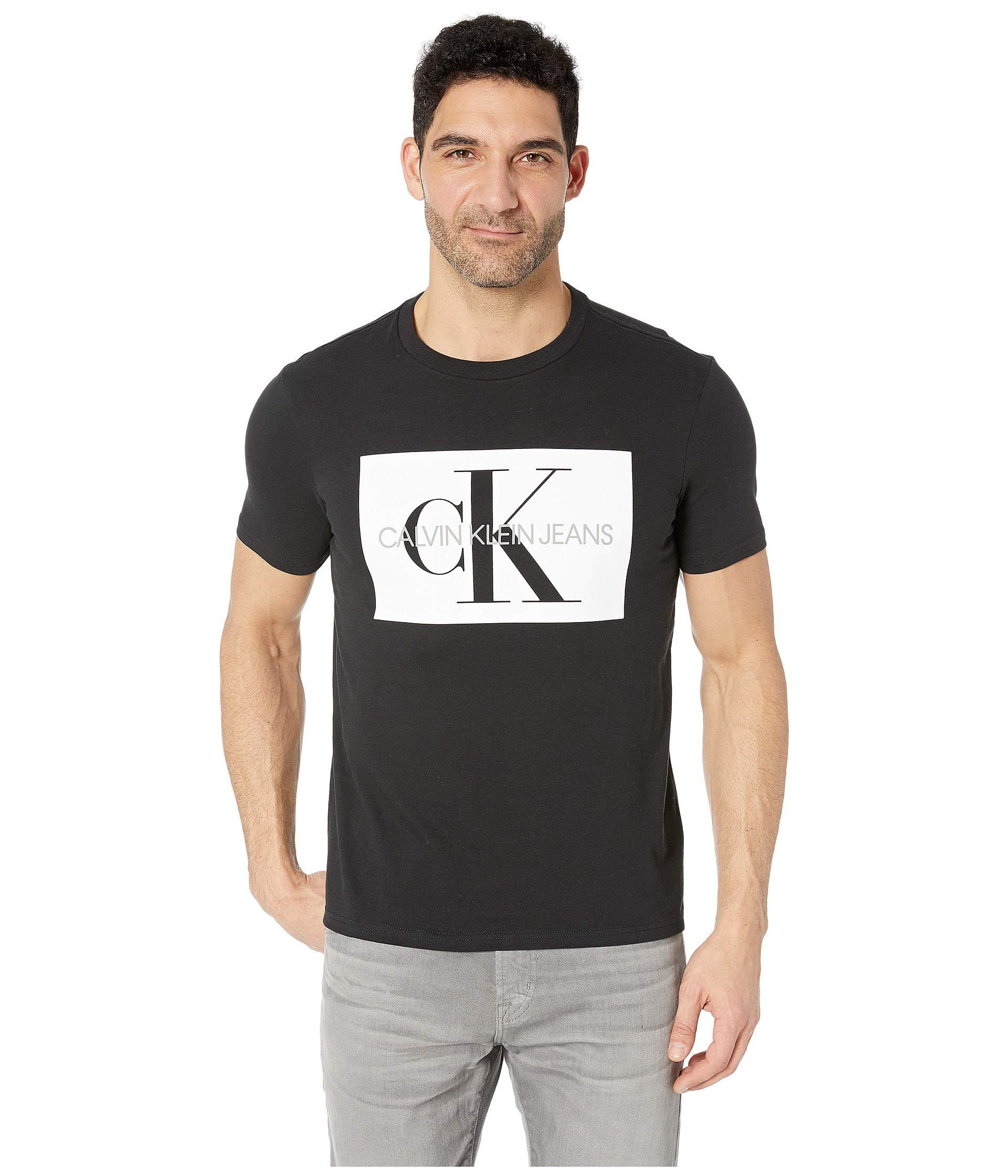 Lyst - Calvin Klein Monogram Crew Neck T-shirt (medium Charcoal Heather ...