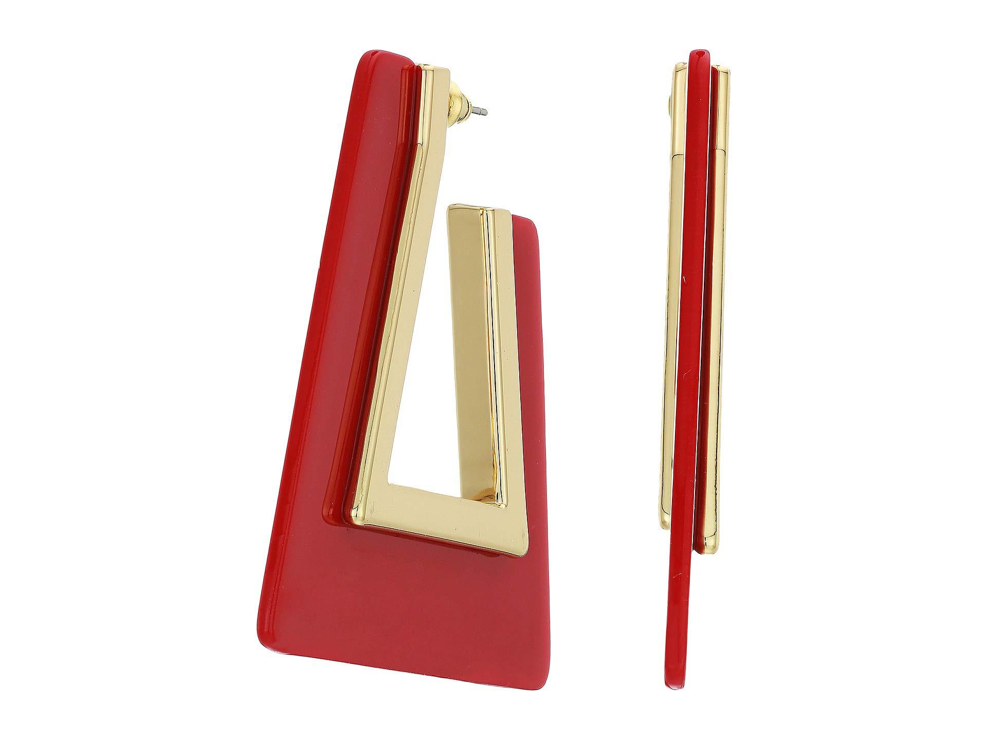 Lyst Rebecca Minkoff Triangle Resin Hoop Earrings Red Earring In View Fullscreen