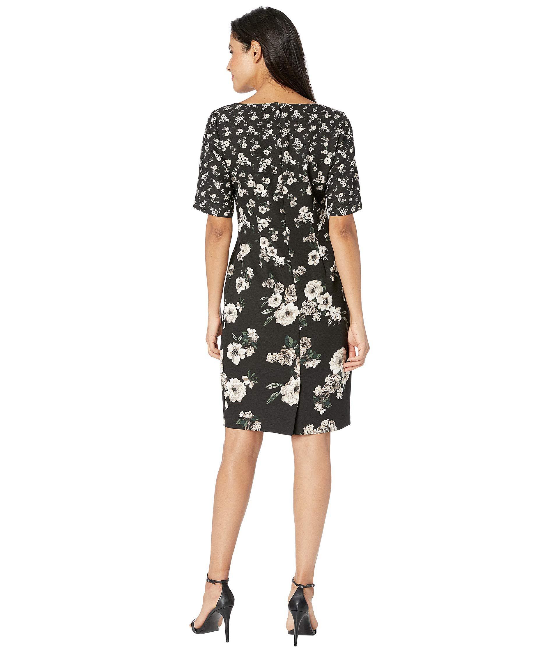 Lyst - Adrianna Papell Sheath Dress In Floral Printed Single Crepe ...