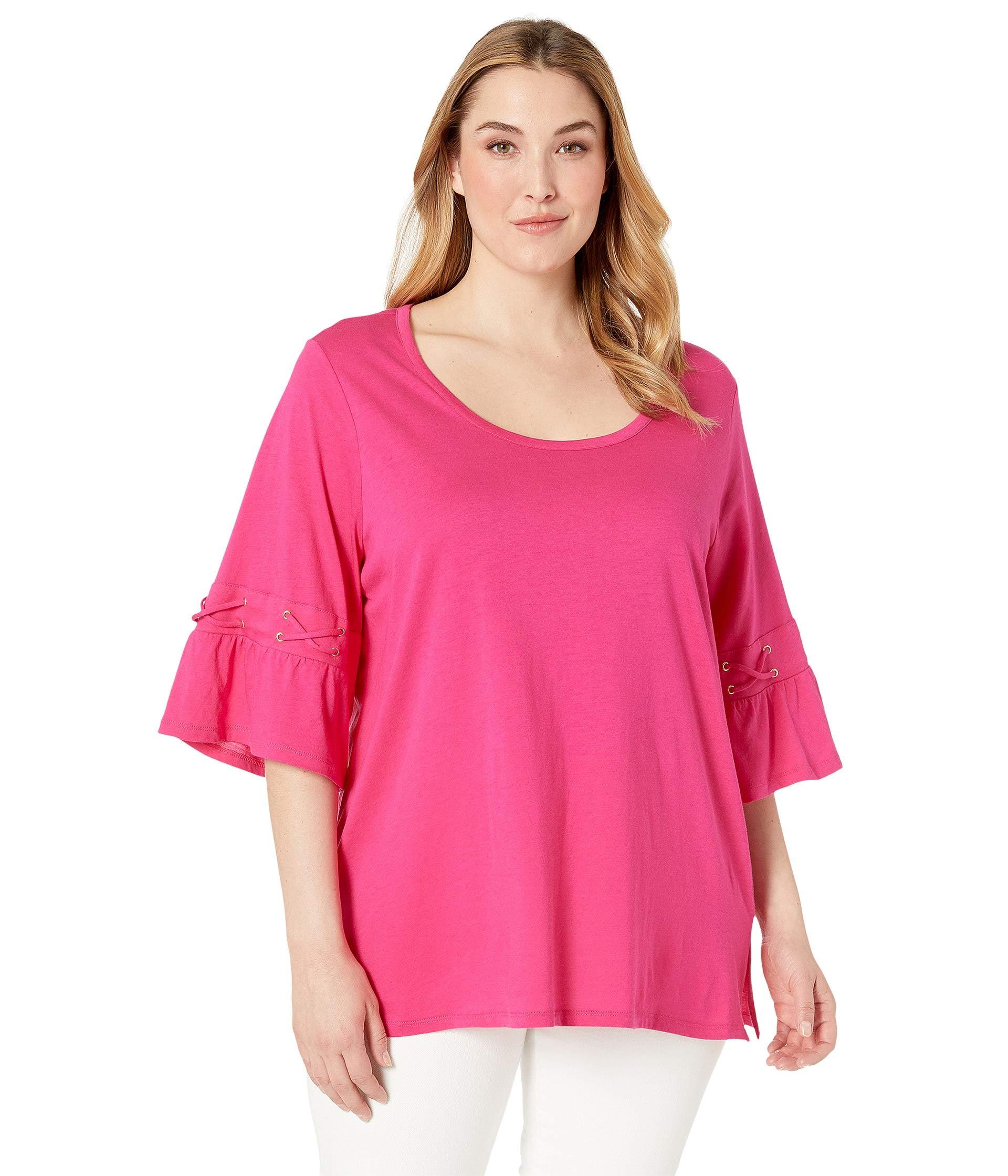 Lyst - MICHAEL Michael Kors Plus Size Laced Sleeve Flare Tee (clover ...