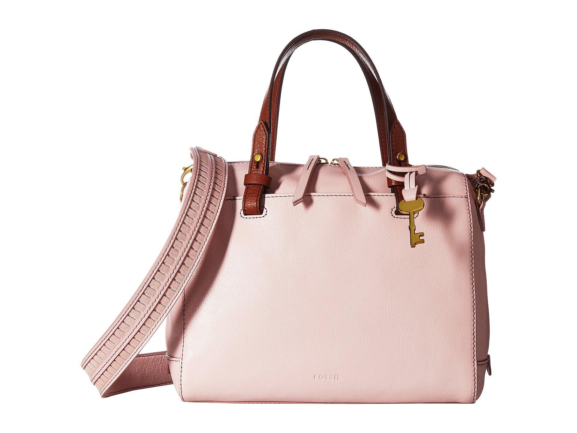 fossil rachel satchel pink floral