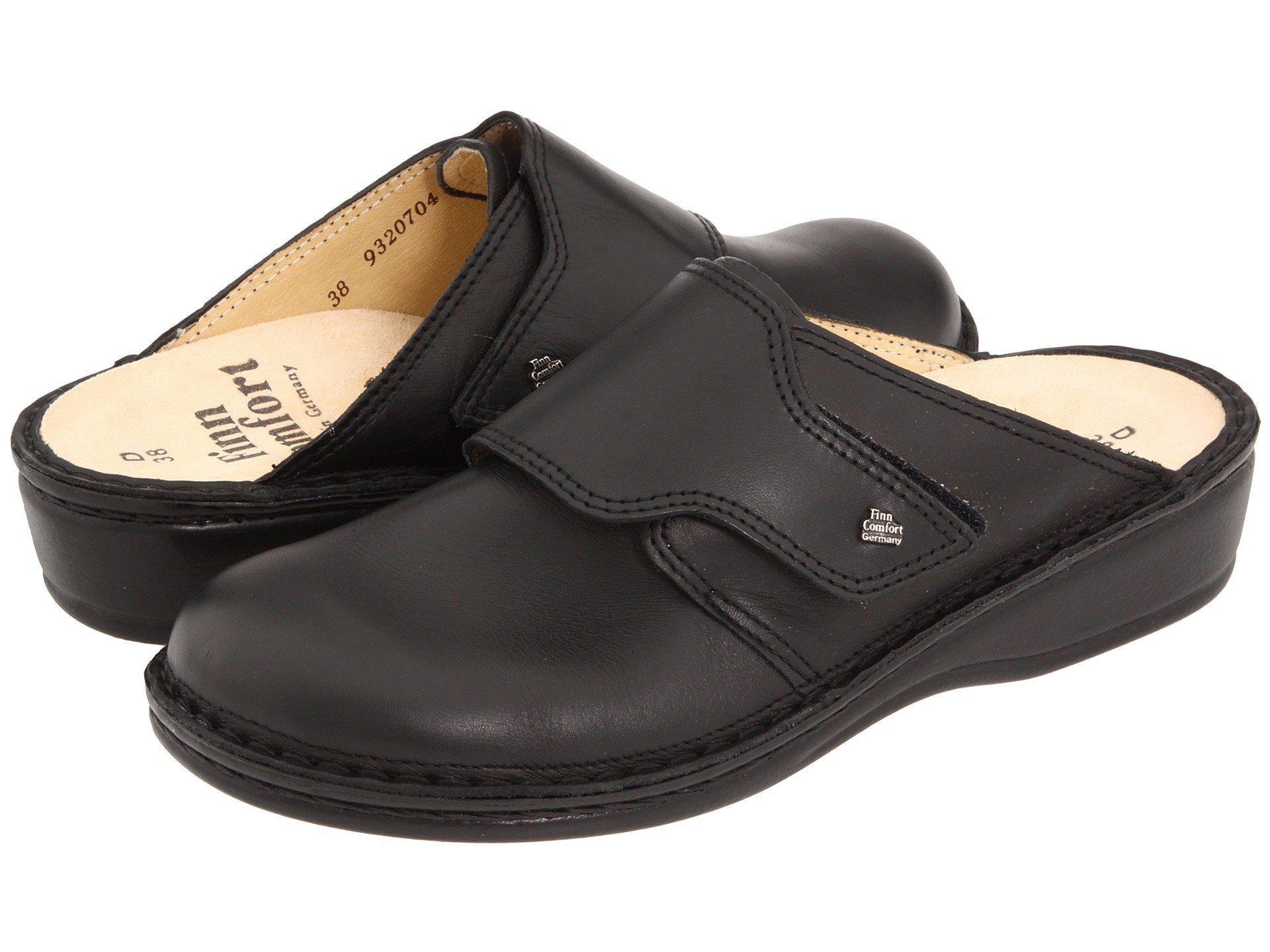 black leather clog shoes