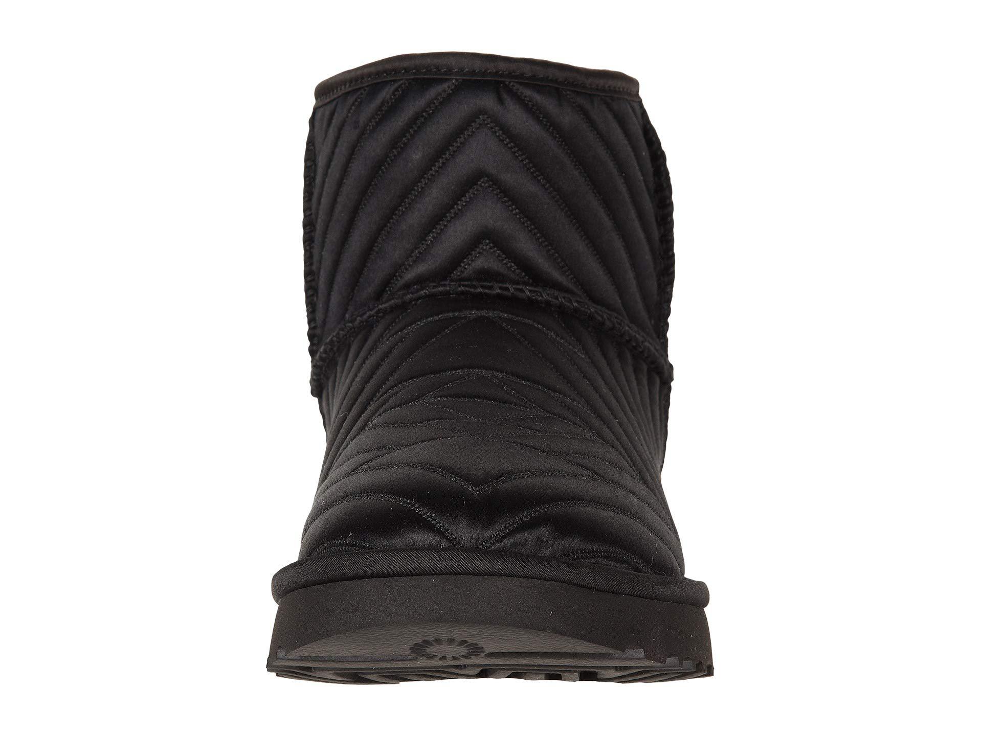 Ugg Classic Mini Quilted Satin Black Womens Pull On Boots In