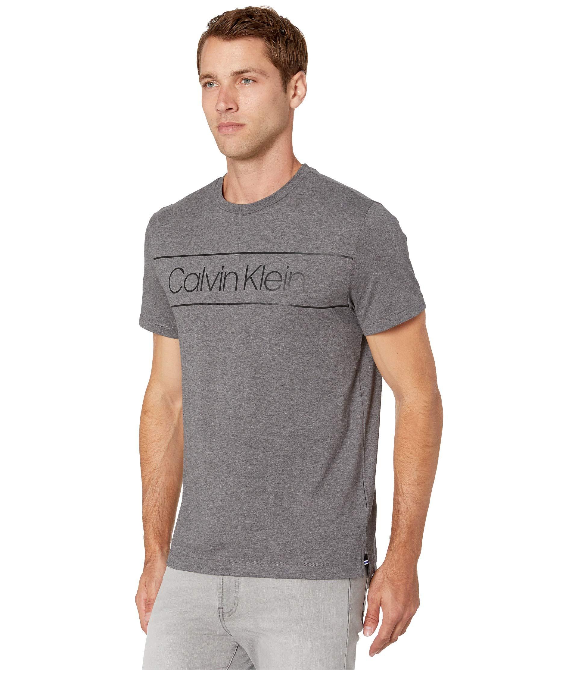 Calvin Klein Cotton Athleisure Logo Crew Neck T-shirt in Gray for Men ...