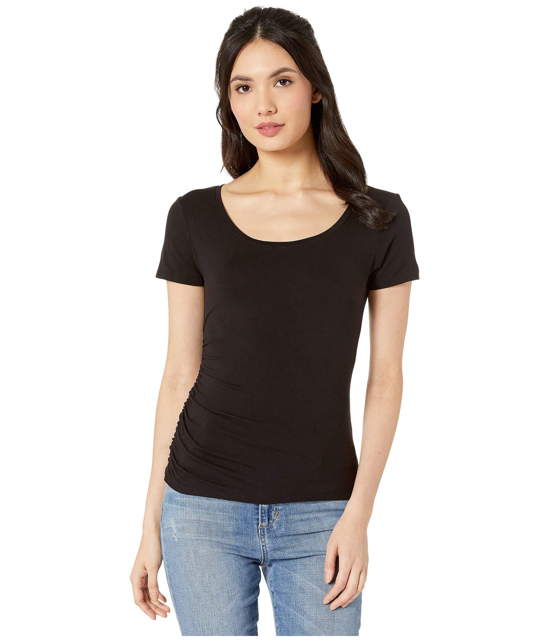 Michael Stars Luxe Jersey Lily Scoop Neck Tee With Ruching (black ...