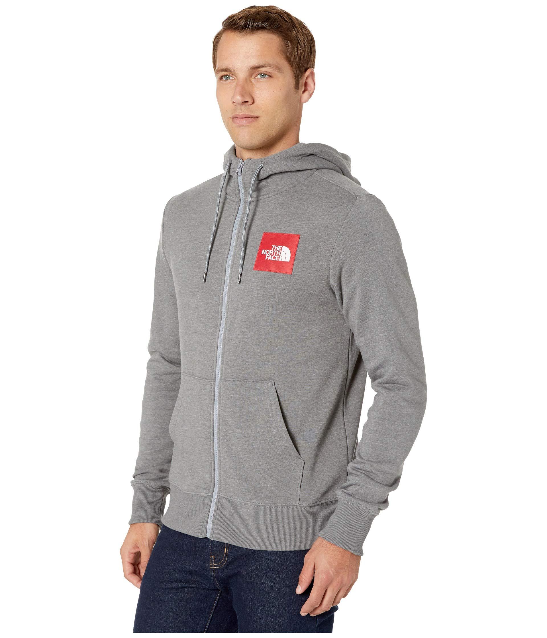 The North Face Red Box Patch Full Zip Hoodie in Gray for Men - Lyst