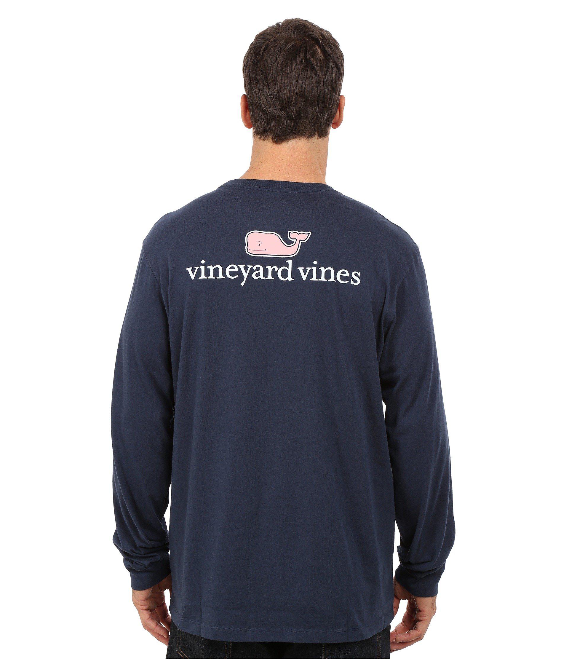 Lyst - Vineyard vines Long Sleeve Logo Graphic Pocket T-shirt in Blue ...
