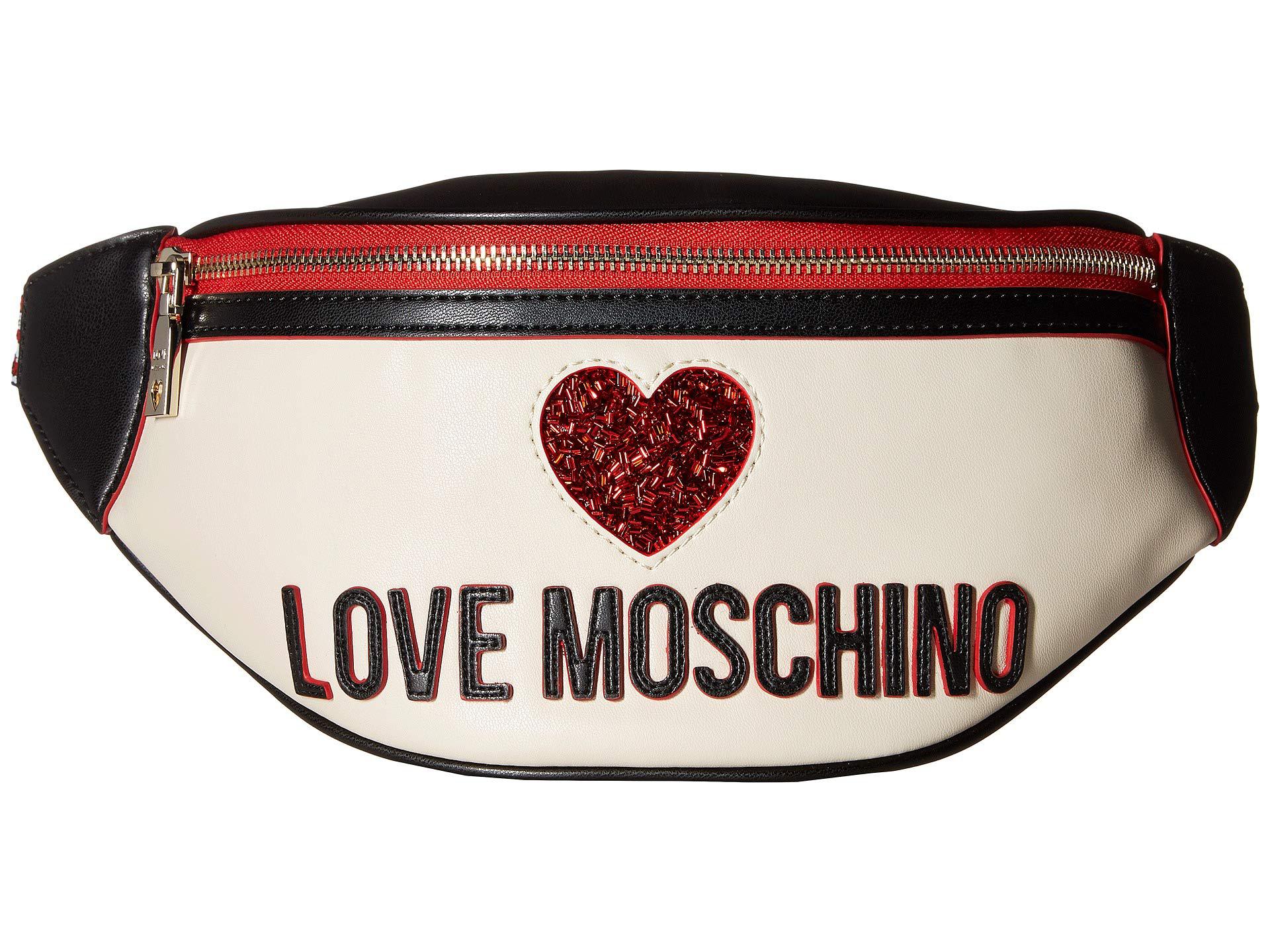 Lyst - Love Moschino Heart Design Fanny Pack (black/ivory) Handbags in ...