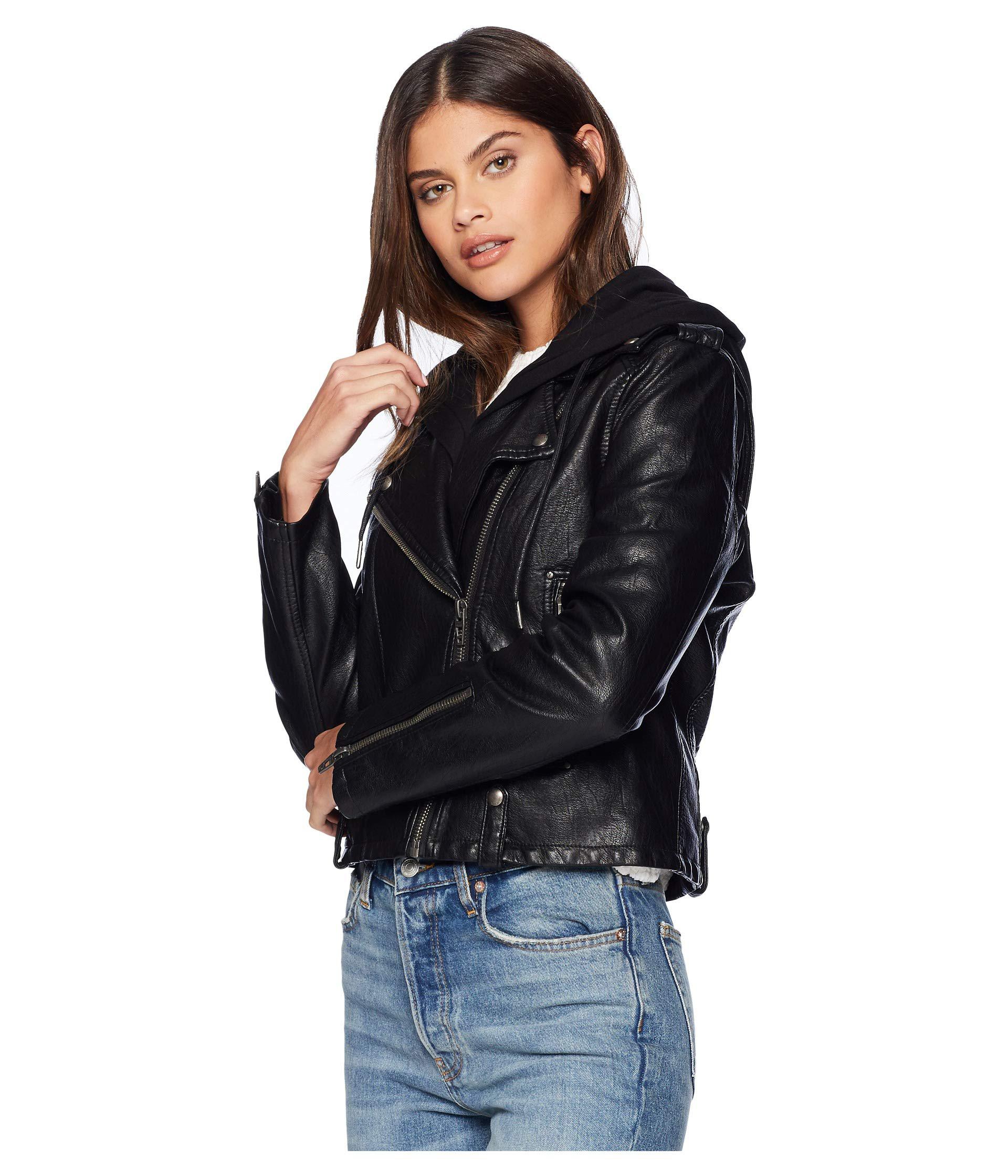Lyst Blank Nyc Black Vegan Leather Jacket With Hooded Detail In Lyst Blank Nyc Black Vegan Leather Jacket With Hooded Detail In Neo Women S Coat