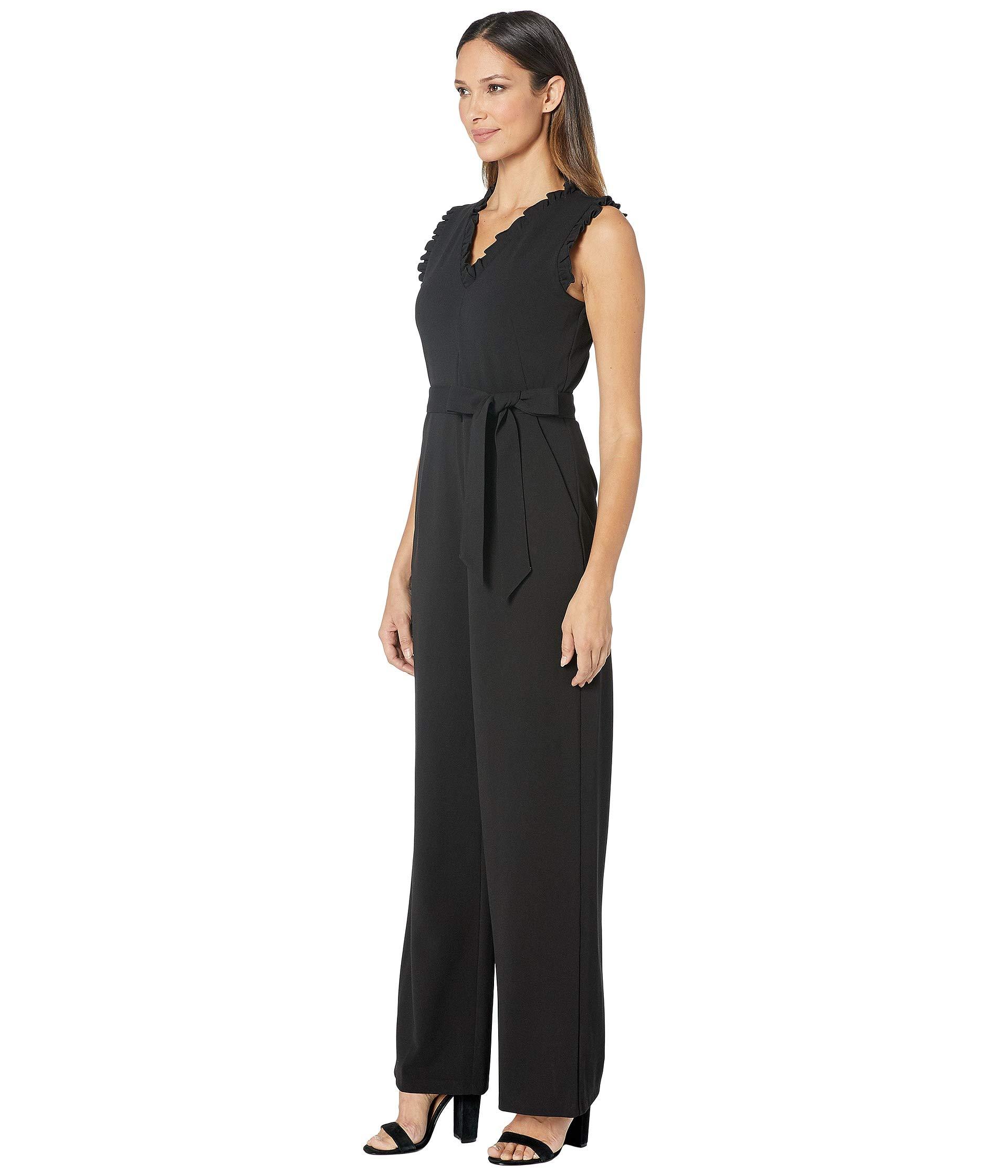 Lyst - Calvin Klein Ruffle Detail At Neck Arm Jumpsuit (black) Women's ...