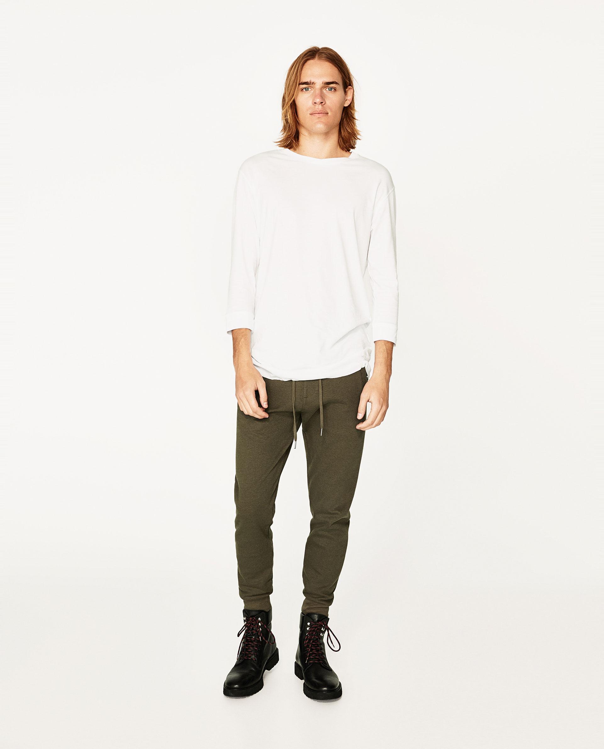 Zara T-shirt With Three Quarter Length Sleeves in White for Men | Lyst